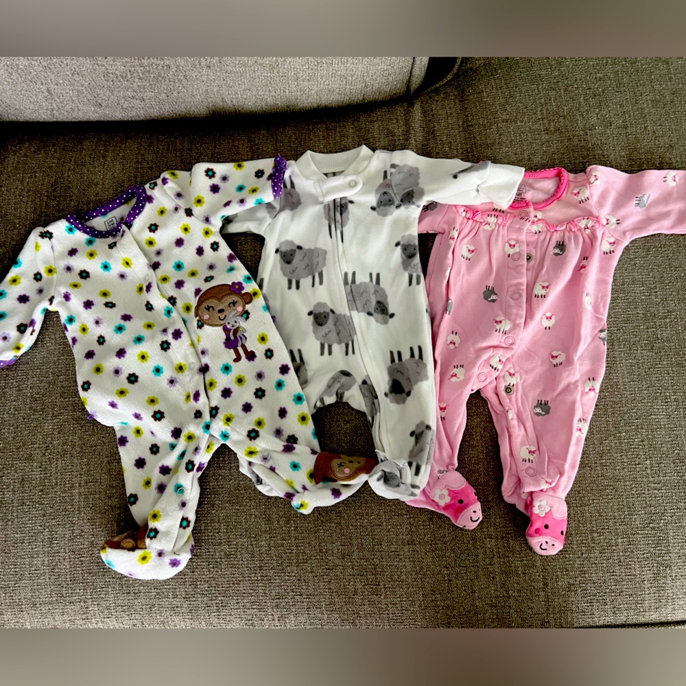 3 pcs carter’s sleepers - 1 preemie and 2 newborn